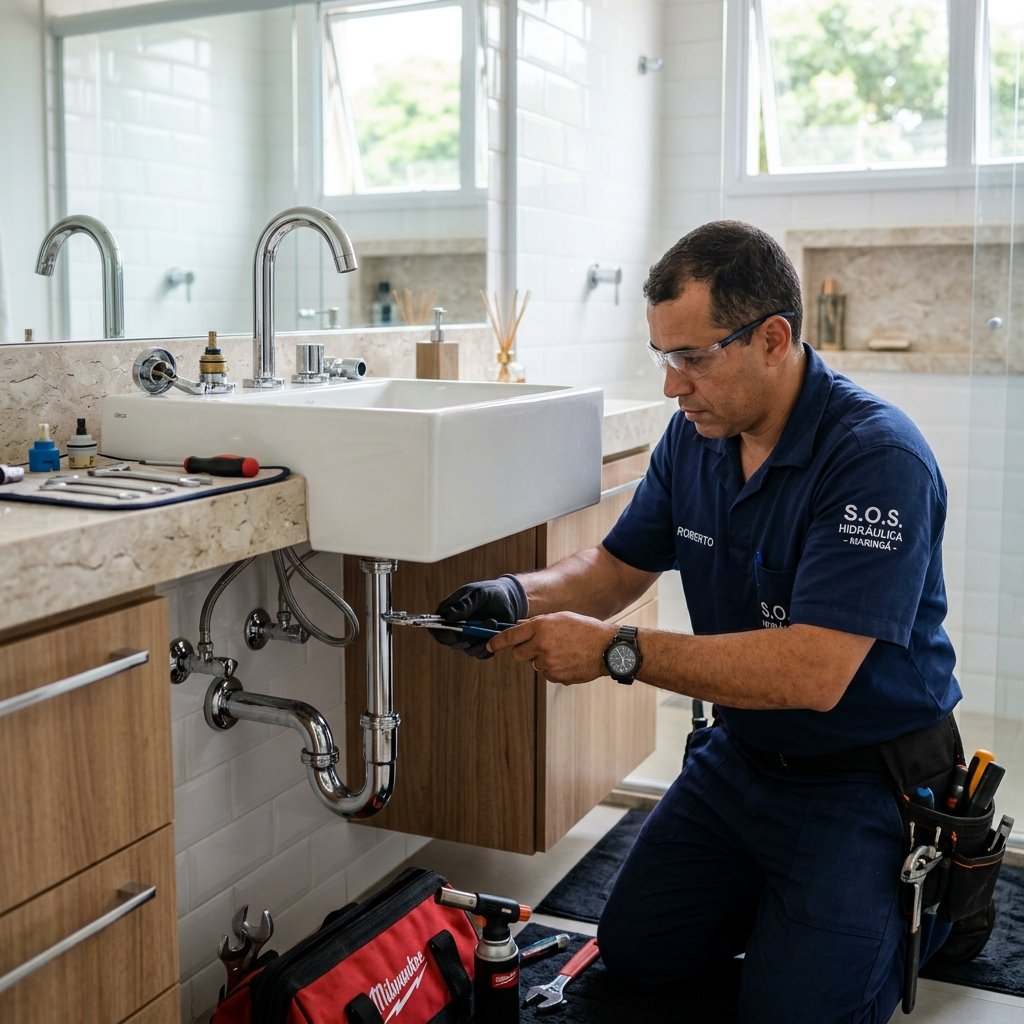 Reparo hidráulico em banheiro